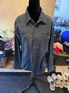 Wrangler Denim Button-Down Shirt Jacket - Blue